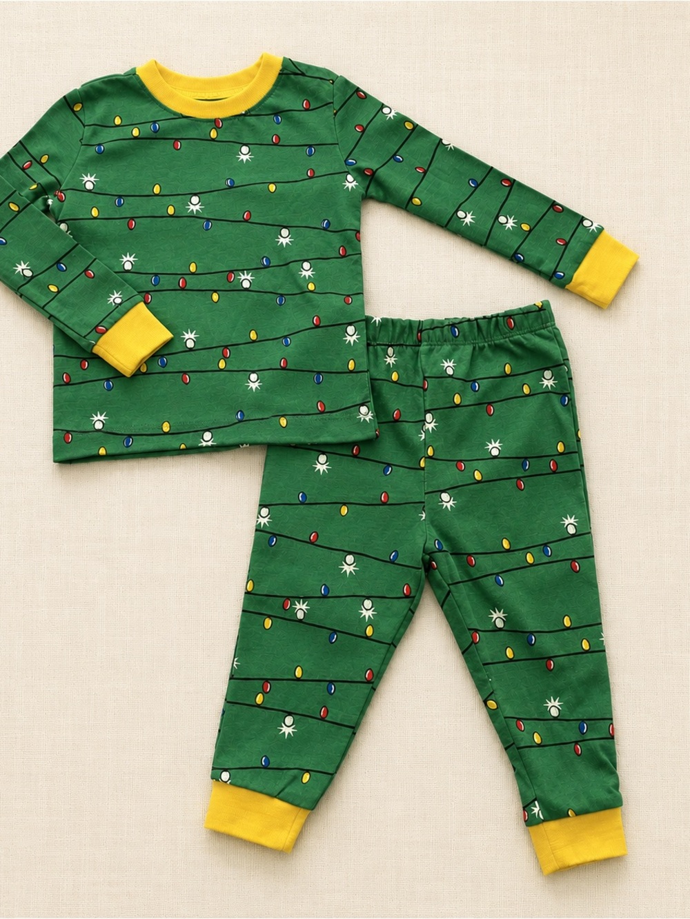 Tucker + Tate 12–18M Green Christmas Lights Cotton Pajama Set 2-Piece Holiday